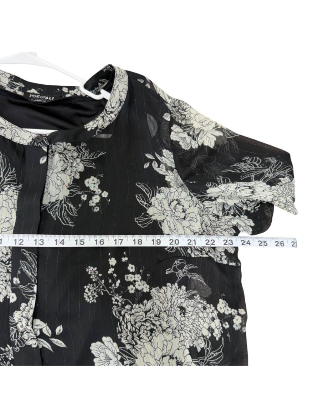 Roz & Ali Black Floral Metalic Sheer Tunic Blouse W/ Lined Tank Top Woman SZ 1X - Picture 5 of 13